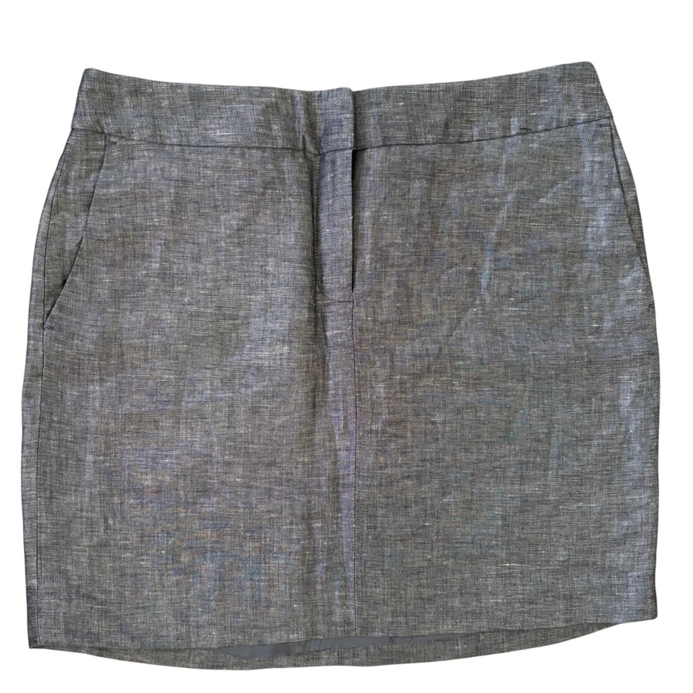 NWT Loft Linen Cotton Above Knee Skirt Size 8 Gray Professional Office Career